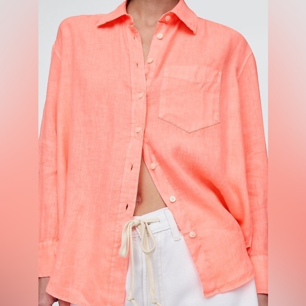 NWT Gap Oversized Linen Blend Boyfriend Shirt